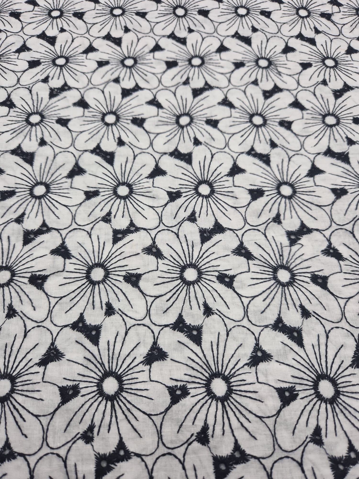 Ivory Embroidered Floral Lightweight Non Stretch Woven Fabric - T9 Fabrics